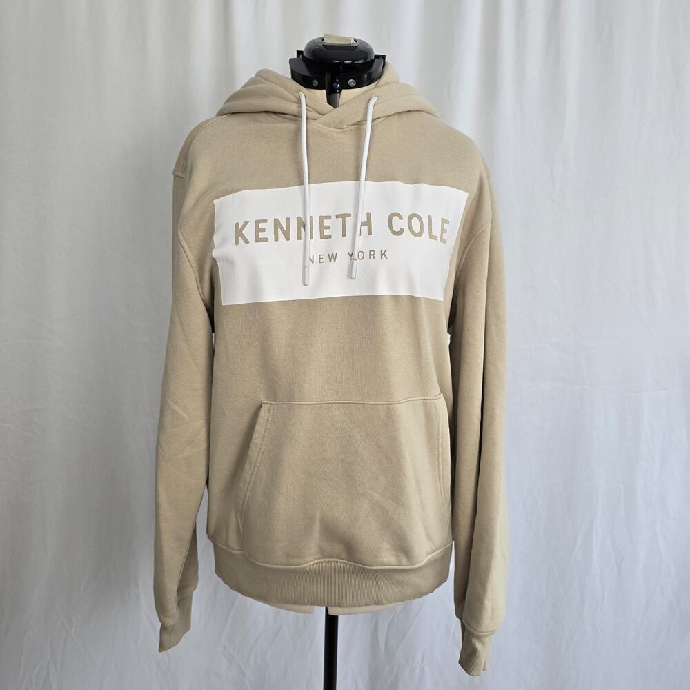 Kenneth Cole Hoodie Women's XL Tan with White Graphic Logo